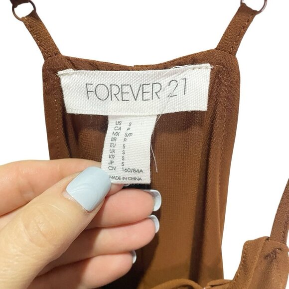 Forever 21 S Women's Rust Spaghetti Strap Lined Sheer Peek a Boo Dress Tunic - Picture 4 of 5